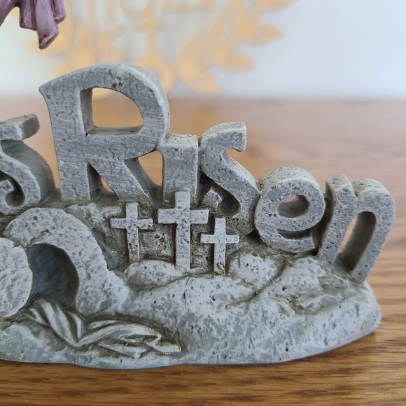 He Is Risen Easter Decor Hanging Wood Sign And Resin Figurine Easter Religious - Picture 6 of 10
